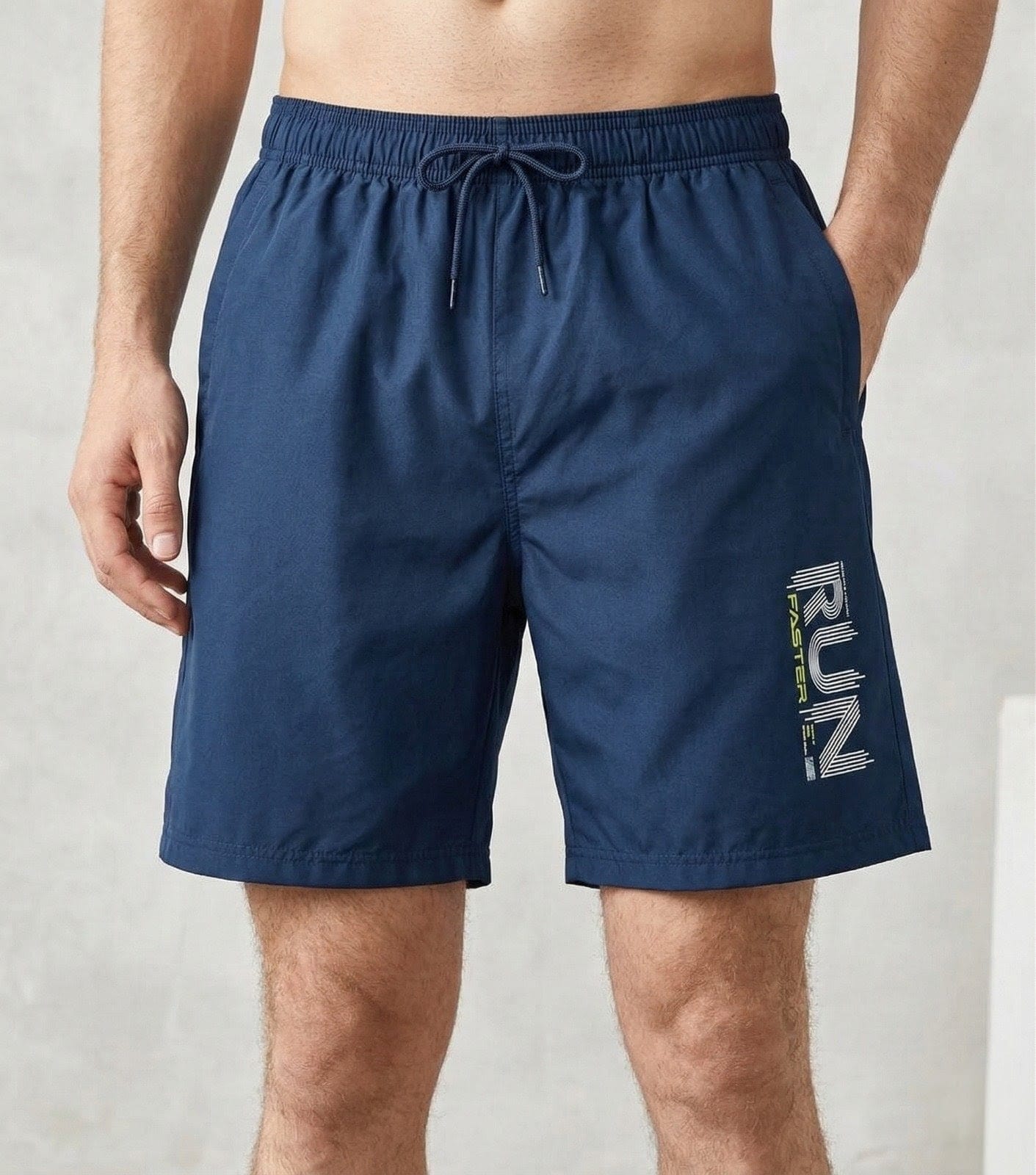 Men’s Dark Navy Blue Sports Shorts with Drawstring | Lightweight Quick Dry Casual Gym Shorts