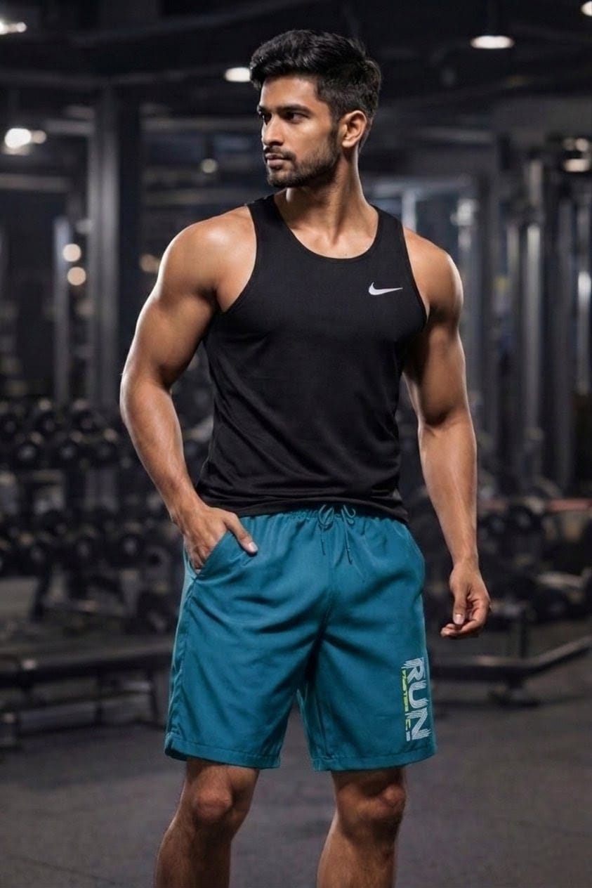 Men’s Teal Blue Athletic Shorts with Drawstring | Comfortable Lightweight Activewear Shorts