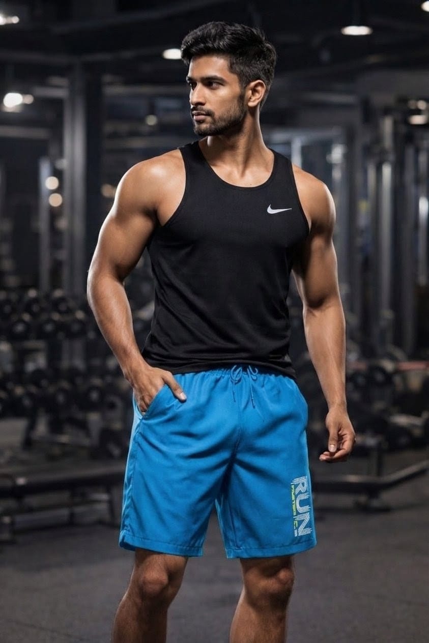 Men’s Sky Blue Sports Shorts | Lightweight Breathable Summer Shorts with Drawstring