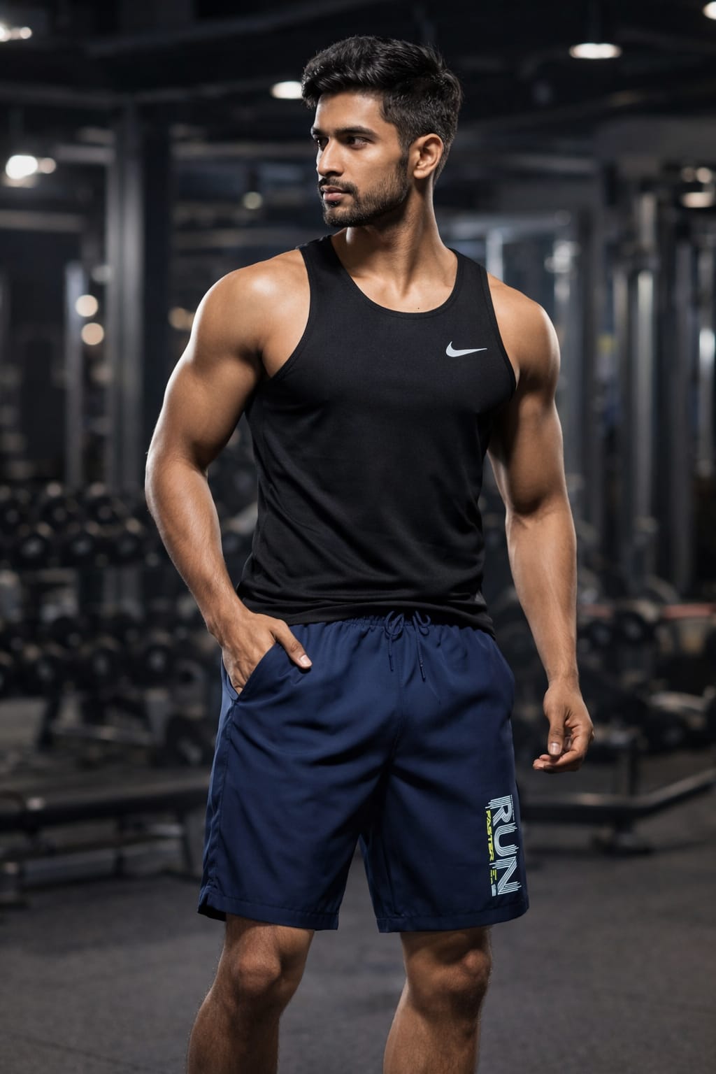 Men’s Dark Navy Blue Sports Shorts with Drawstring | Lightweight Quick Dry Casual Gym Shorts