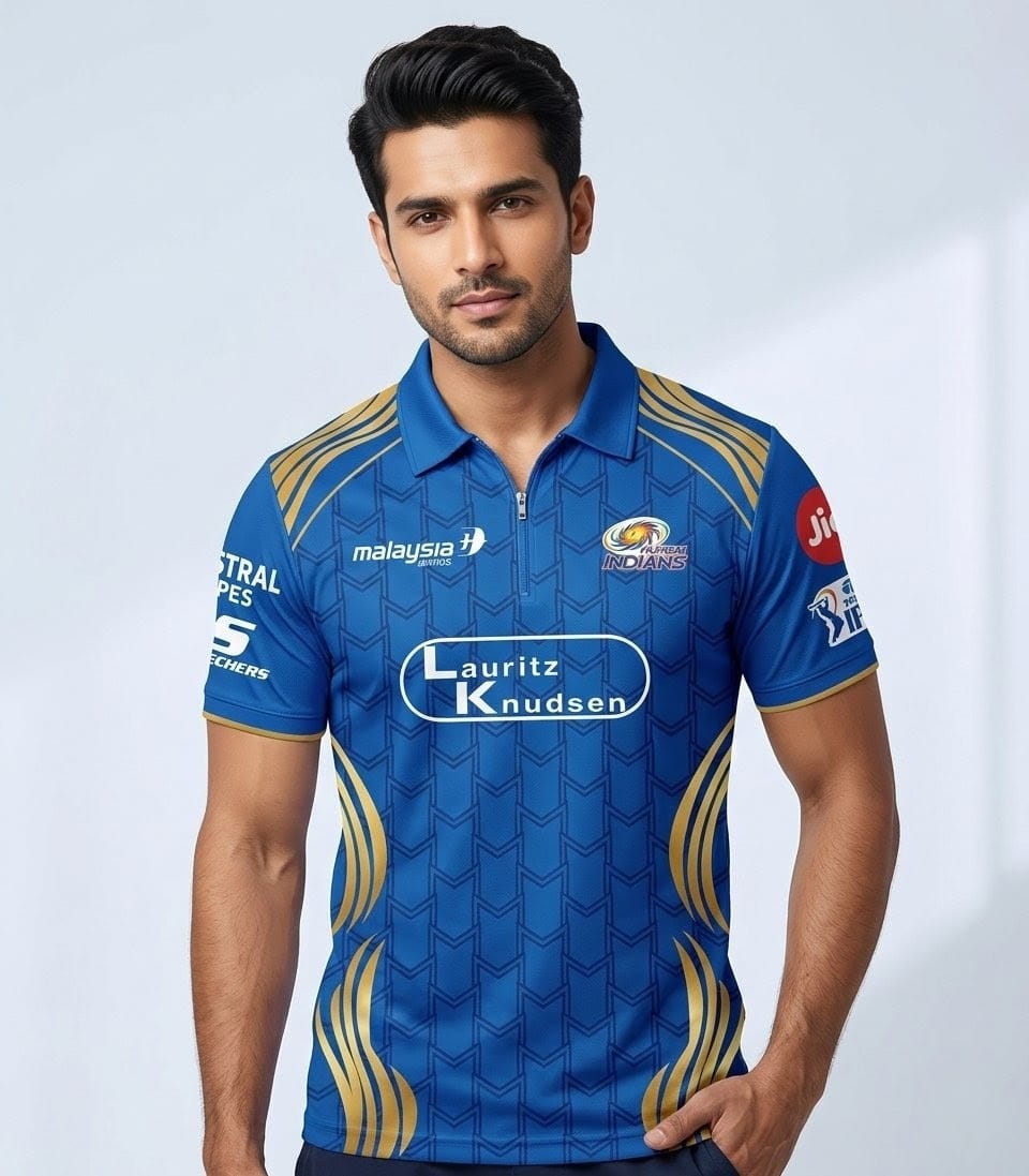 Blue Gold Cricket Jersey – Premium Dry Fit Sports T-Shirt for Men