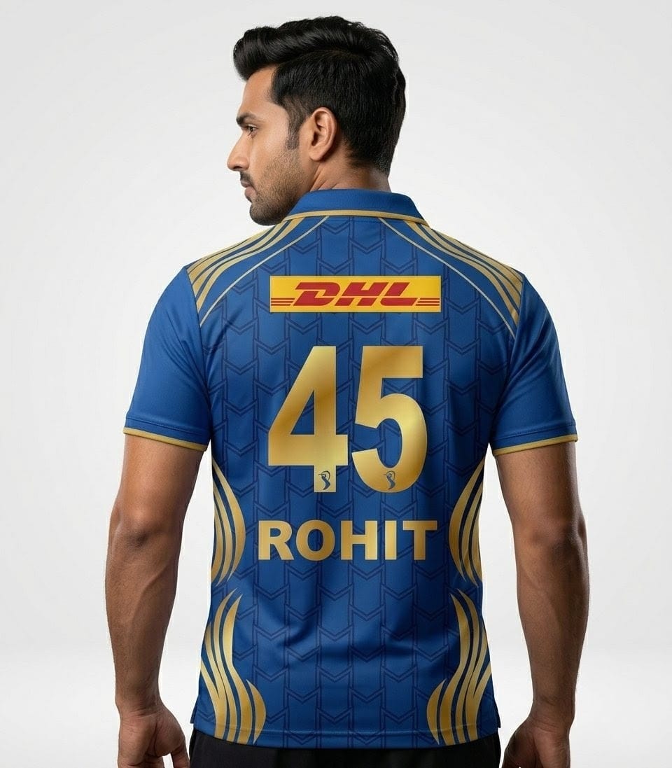 Blue Gold Cricket Jersey – Premium Dry Fit Sports T-Shirt for Men