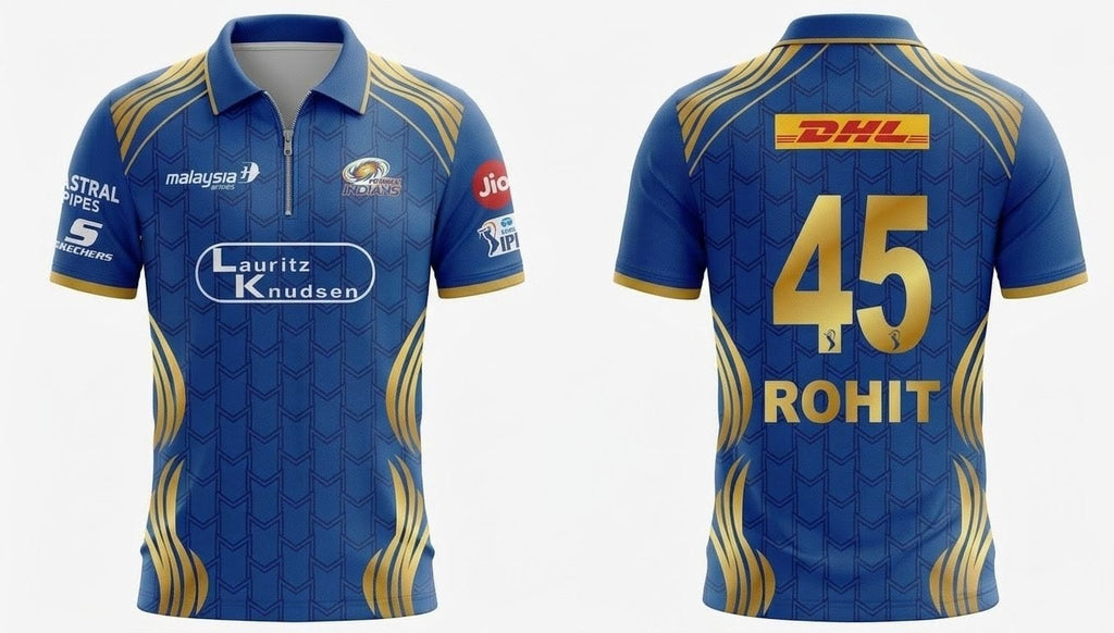 Blue Gold Cricket Jersey – Premium Dry Fit Sports T-Shirt for Men