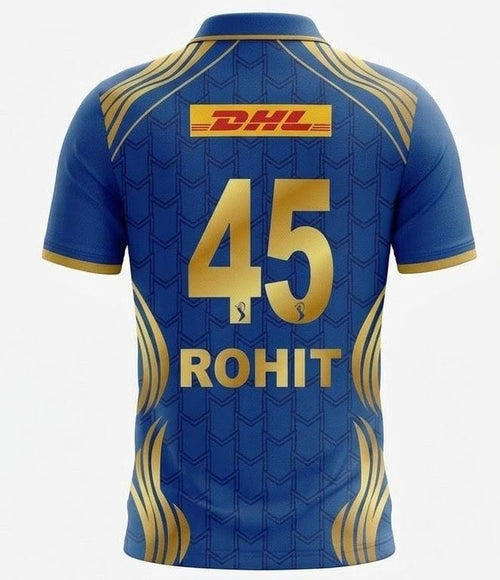 Blue Gold Cricket Jersey – Premium Dry Fit Sports T-Shirt for Men